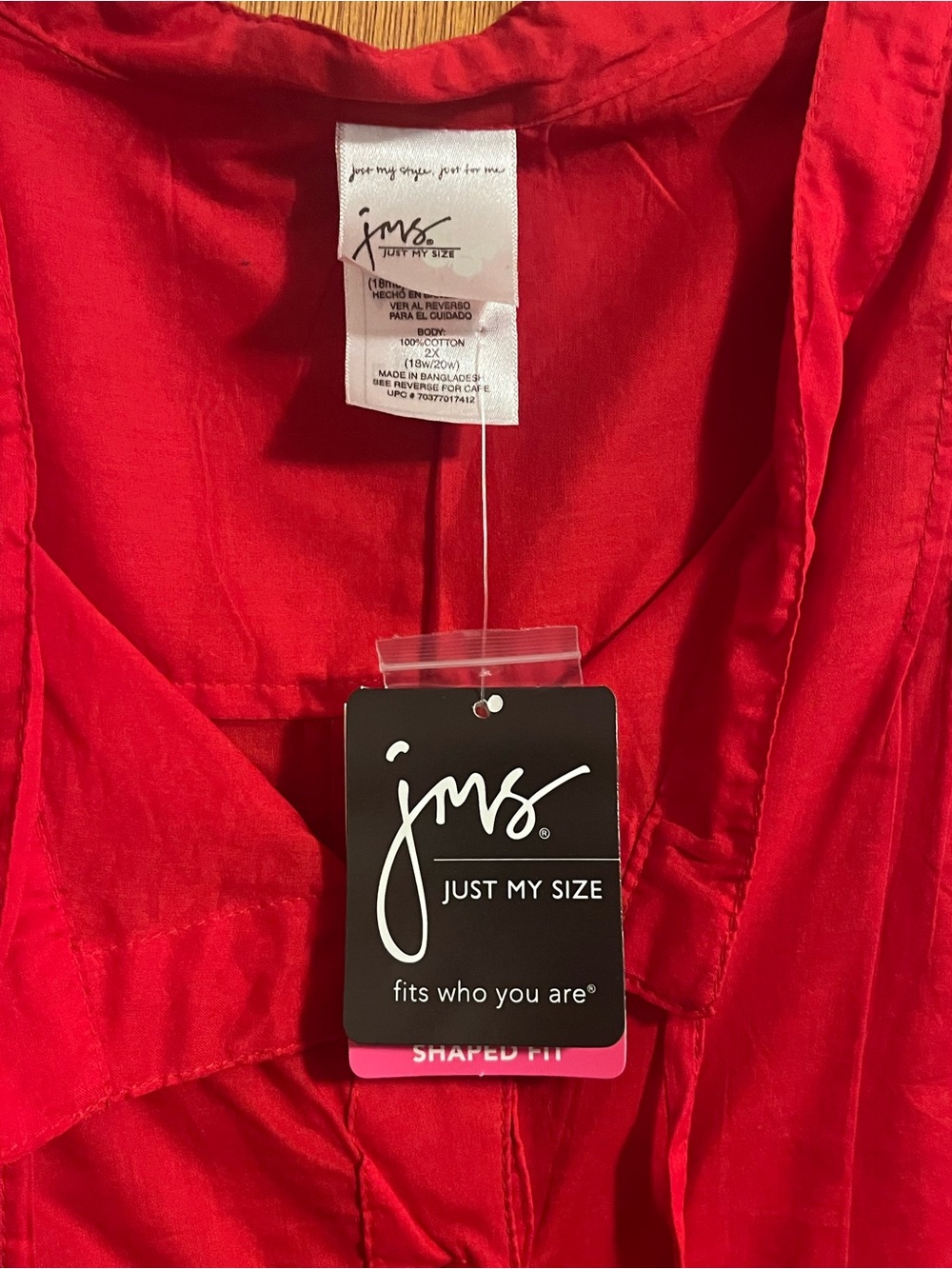 Just My Size 2X Bright Red Sleeveless Button-Front Blouse - Picture 2 of 3